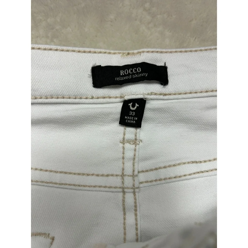 NWT True Religion Rocco Skinny Jeans Mens 33 White Relaxed Fit Stretch 
